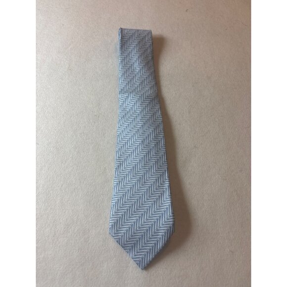 100% Silk Blue Hermes  Pattern Necktie - Picture 1 of 4